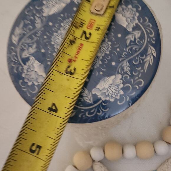 Decor boho calm natural beach short beaded garland & ceramic dish with lid new - Picture 11 of 12